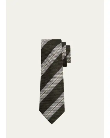 Kiton Men's Regimental Stripe Silk Sevenfold Tie | Thumbnail 1