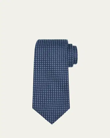 Kiton Men's Micro-Geometric Silk Sevenfold Tie | Thumbnail 2