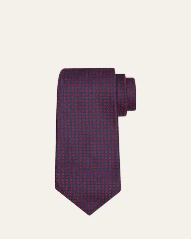 Kiton Men's Micro-Geometric Silk Sevenfold Tie | Thumbnail 3