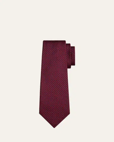 Kiton Men's Micro-Geometric Silk Sevenfold Tie | Thumbnail 4