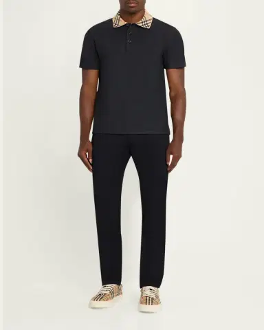 Burberry Men's Evan Check-Collar Pique Polo Shirt | Thumbnail 2