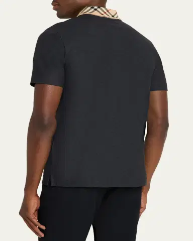Burberry Men's Evan Check-Collar Pique Polo Shirt | Thumbnail 3
