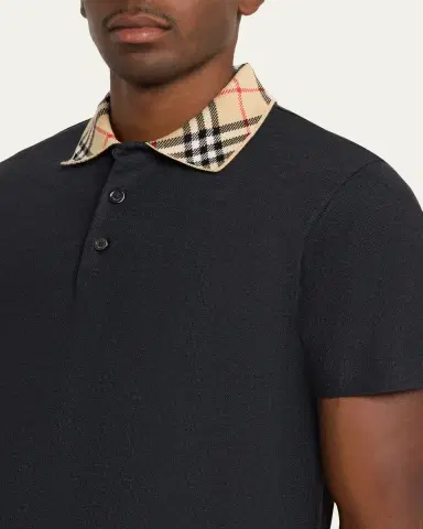 Burberry Men's Evan Check-Collar Pique Polo Shirt | Thumbnail 5