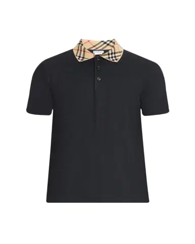 Burberry Men's Evan Check-Collar Pique Polo Shirt | Thumbnail 1