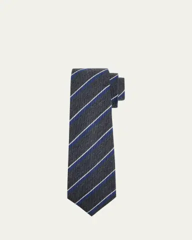 Kiton Men's Stripe Silk Sevenfold Tie | Thumbnail 2