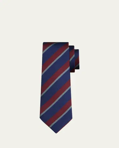 Kiton Men's Multi-Stripe Silk Sevenfold Tie | Thumbnail 3