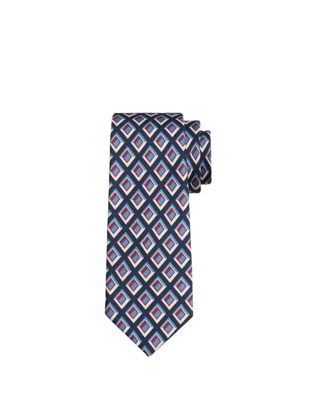 Kiton Men's Geometric Diamond-Print Silk Sevenfold Tie