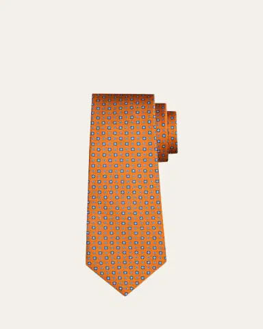 Kiton Men's Geometric Silk Sevenfold Tie | Thumbnail 3