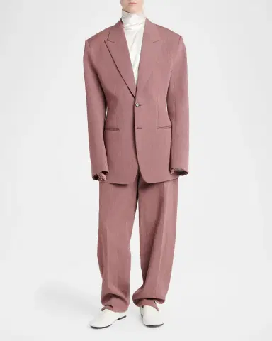 Bottega Veneta Oversized Wool-Linen Single-Breasted Jacket | Thumbnail 2 Bottega Veneta Oversized Wool-Linen Single-Breasted Jacket | Thumbnail 2