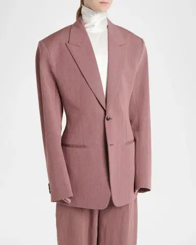 Bottega Veneta Oversized Wool-Linen Single-Breasted Jacket | Thumbnail 4 Bottega Veneta Oversized Wool-Linen Single-Breasted Jacket | Thumbnail 4