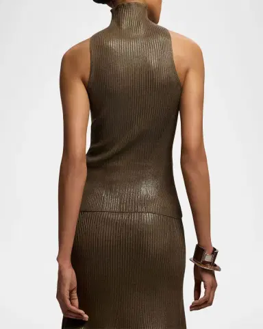 Ralph Lauren Collection Foiled Rib-Knit Mockneck Sweater | Thumbnail 3