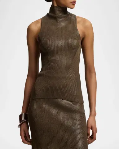 Ralph Lauren Collection Foiled Rib-Knit Mockneck Sweater | Thumbnail 4