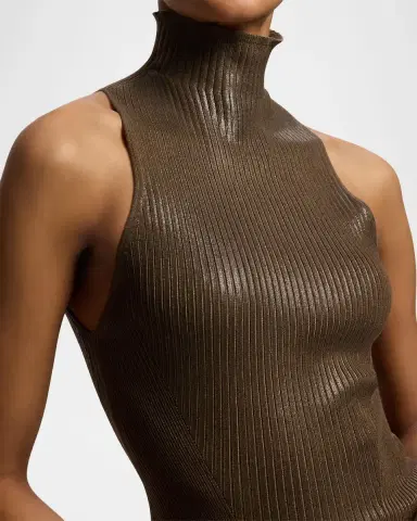Ralph Lauren Collection Foiled Rib-Knit Mockneck Sweater | Thumbnail 5