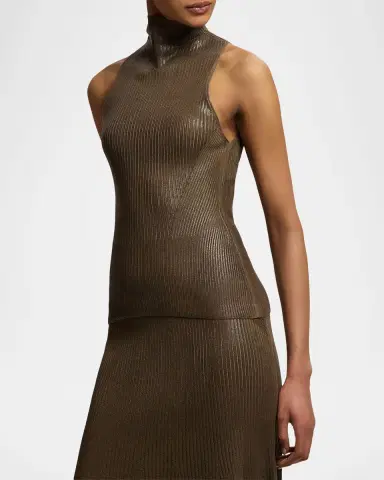 Ralph Lauren Collection Foiled Rib-Knit Mockneck Sweater | Thumbnail 6