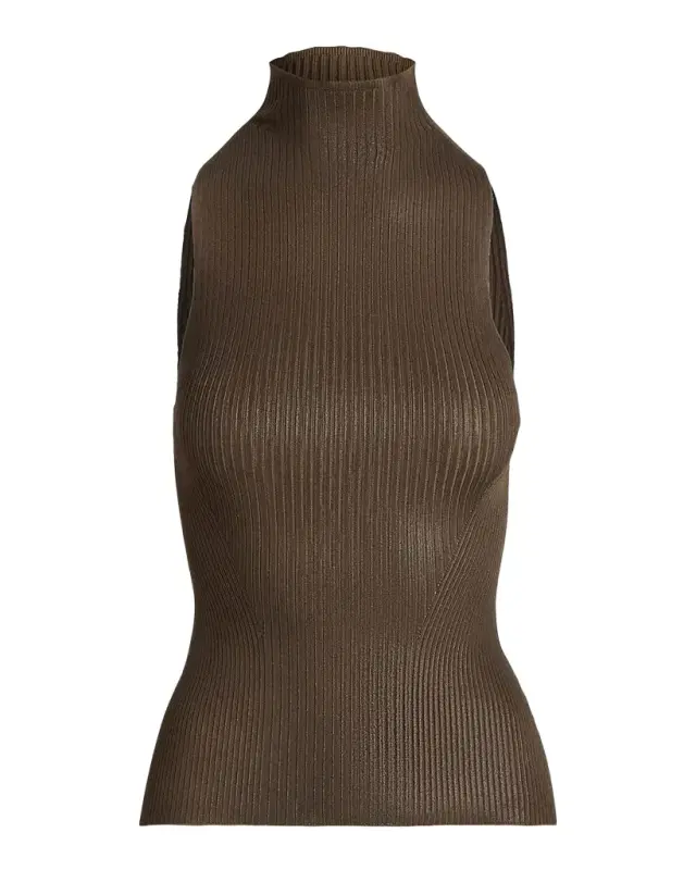Ralph Lauren Collection Foiled Rib-Knit Mockneck Sweater