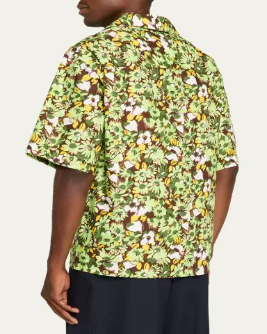 Marni Men's Multicolor Floral Cotton Camp Shirt | Thumbnail 3