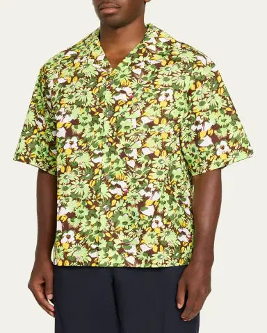 Marni Men's Multicolor Floral Cotton Camp Shirt | Thumbnail 4