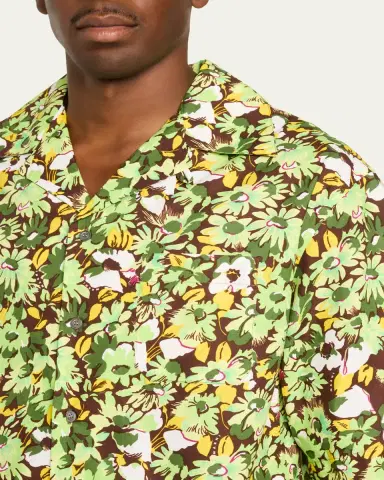 Marni Men's Multicolor Floral Cotton Camp Shirt | Thumbnail 5