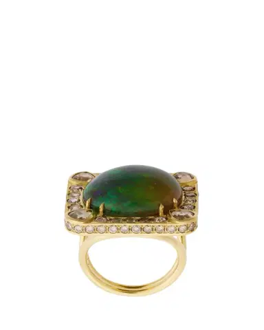 Ileana Makri Celestial Sun Ring with Champagne Diamonds and Opal | Thumbnail 1