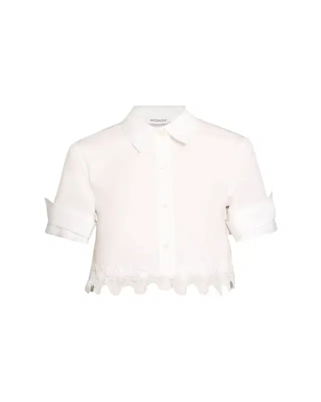 Monse Cherry Lace Crop Button-Down Shirt