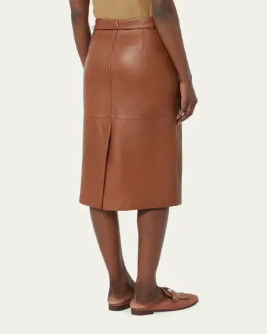Max Mara Antino Belted Leather Midi Skirt | Thumbnail 2