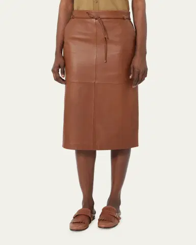 Max Mara Antino Belted Leather Midi Skirt | Thumbnail 3