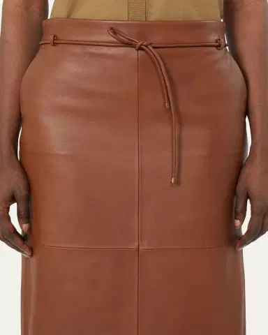 Max Mara Antino Belted Leather Midi Skirt | Thumbnail 4
