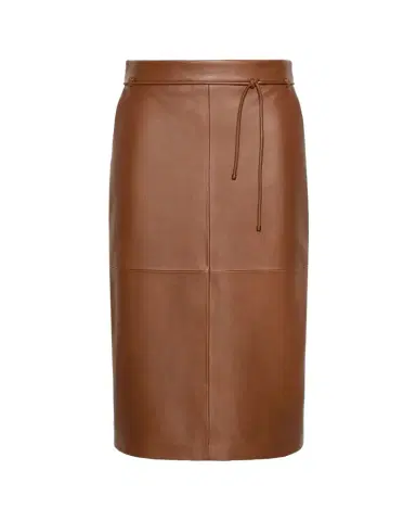 Max Mara Antino Belted Leather Midi Skirt | Thumbnail 1