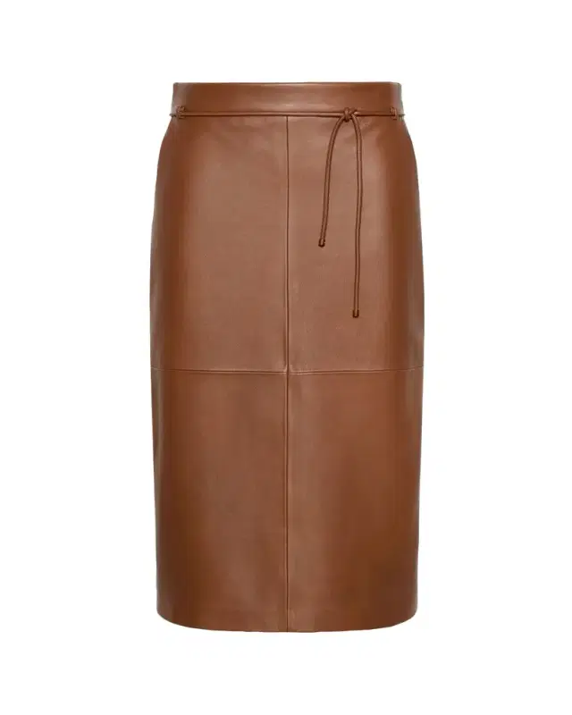Max Mara Antino Belted Leather Midi Skirt