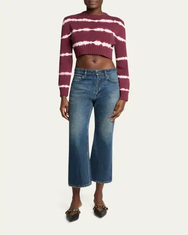Balenciaga Bleach Striped Crop Crewneck Sweater | Thumbnail 2 Balenciaga Bleach Striped Crop Crewneck Sweater | Thumbnail 2
