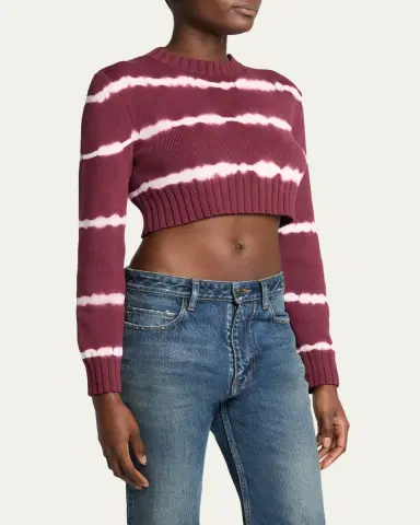 Balenciaga Bleach Striped Crop Crewneck Sweater | Thumbnail 4 Balenciaga Bleach Striped Crop Crewneck Sweater | Thumbnail 4