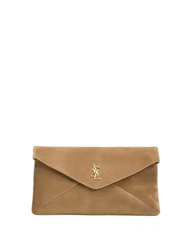 Saint Laurent Large YSL Envelope Pouch Clutch Bag in Suede | Thumbnail 1