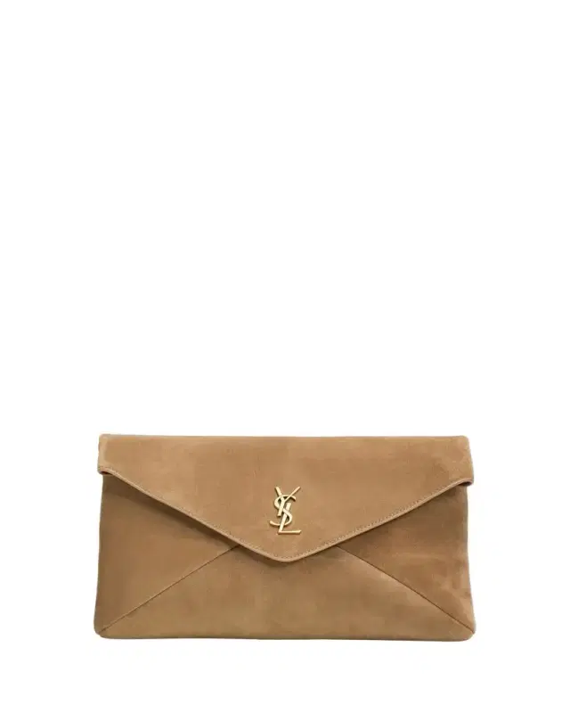 Saint Laurent Large YSL Envelope Pouch Clutch Bag in Suede