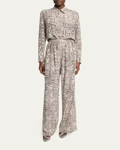 Balenciaga Python-Print Silk Crepe Wide-Leg Pants | Thumbnail 2 Balenciaga Python-Print Silk Crepe Wide-Leg Pants | Thumbnail 2