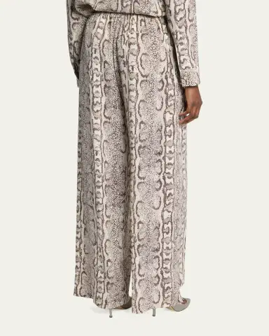 Balenciaga Python-Print Silk Crepe Wide-Leg Pants | Thumbnail 3 Balenciaga Python-Print Silk Crepe Wide-Leg Pants | Thumbnail 3