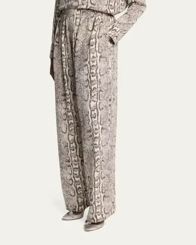 Balenciaga Python-Print Silk Crepe Wide-Leg Pants | Thumbnail 4 Balenciaga Python-Print Silk Crepe Wide-Leg Pants | Thumbnail 4