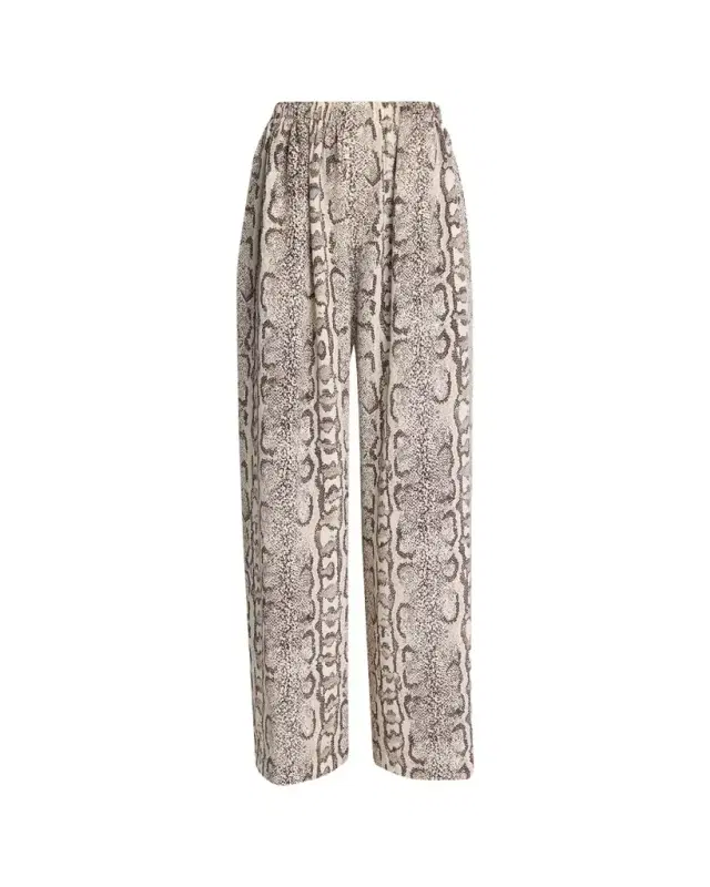Balenciaga Python-Print Silk Crepe Wide-Leg Pants