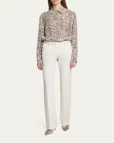 Balenciaga Python-Print Silk Crepe Button-Down Shirt | Thumbnail 2