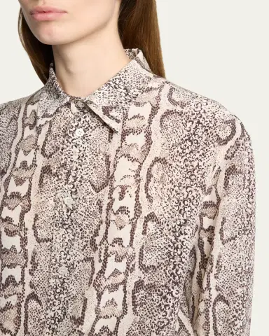 Balenciaga Python-Print Silk Crepe Button-Down Shirt | Thumbnail 5