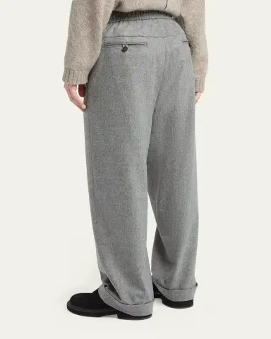 Giorgio Armani Men's Stretch Wool-Cashmere Straight-Leg Trousers | Thumbnail 3
