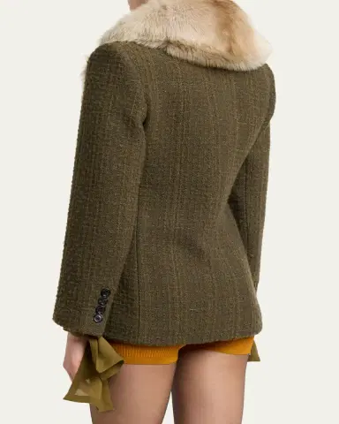 Saint Laurent Jacket with Removable Shearling Collar | Thumbnail 3 Saint Laurent Jacket with Removable Shearling Collar | Thumbnail 3