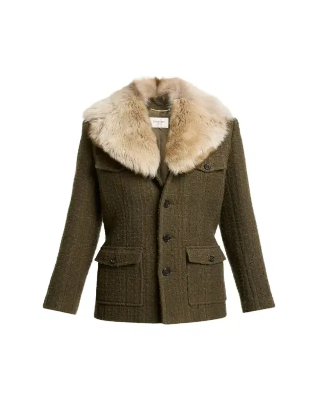 Saint Laurent Jacket with Removable Shearling Collar
