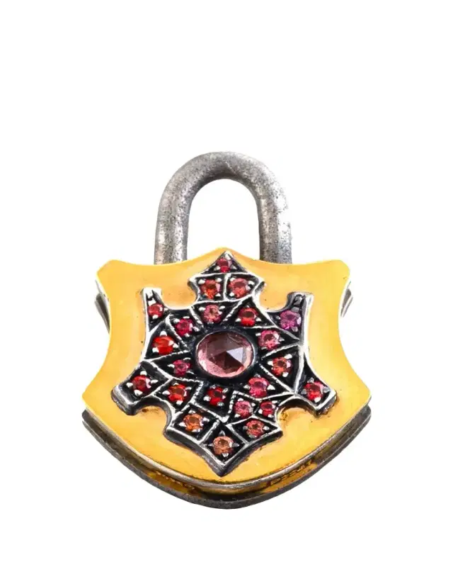 Sevan Bicakci 24K Diamond and Sapphire Shield Padlock Pendant