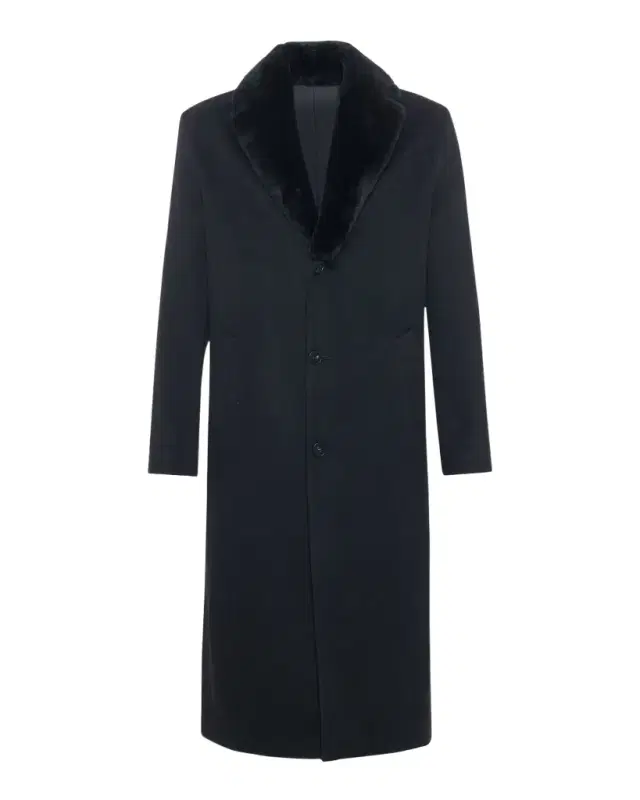 Gorski Men 's Cashmere Coat with Detachable Lamb Shearling Collar
