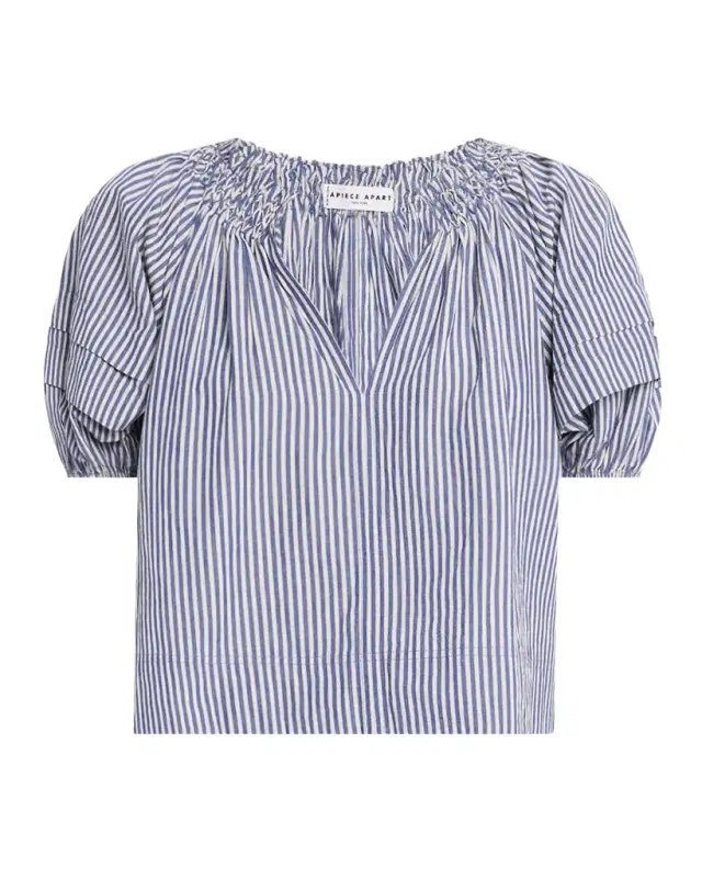 Apiece Apart Caminitas Striped Puff-Sleeve Top