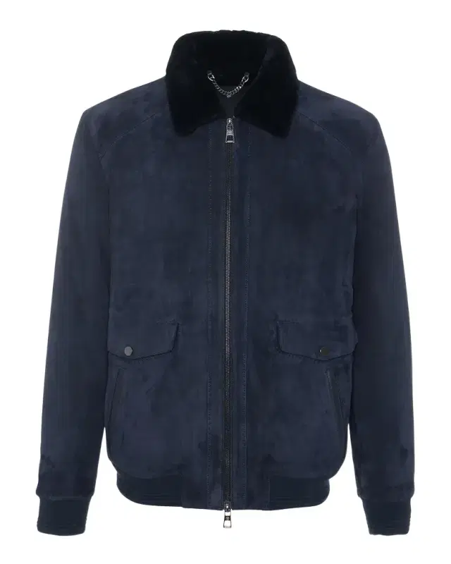 Gorski Men 's Suede Jacket With Select Shearling Lamb Lining