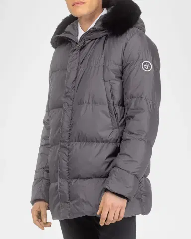 Gorski Men's Apres-Ski Jacket With Detachable Toscana Lamb Shearling Hood Trim | Thumbnail 4