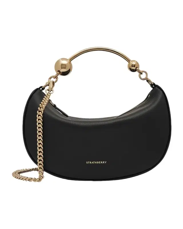 STRATHBERRY Crescent Moon Mini Leather Top-Handle Bag