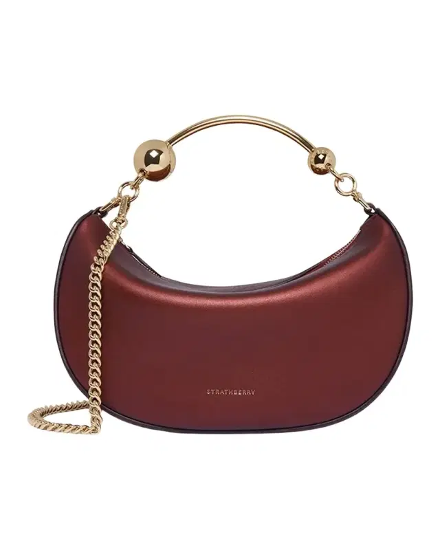 STRATHBERRY Crescent Moon Mini Metallic Leather Top-Handle Bag