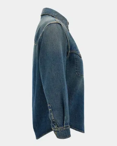 Versace Men's Denim Snap-Front Western Shirt | Thumbnail 3